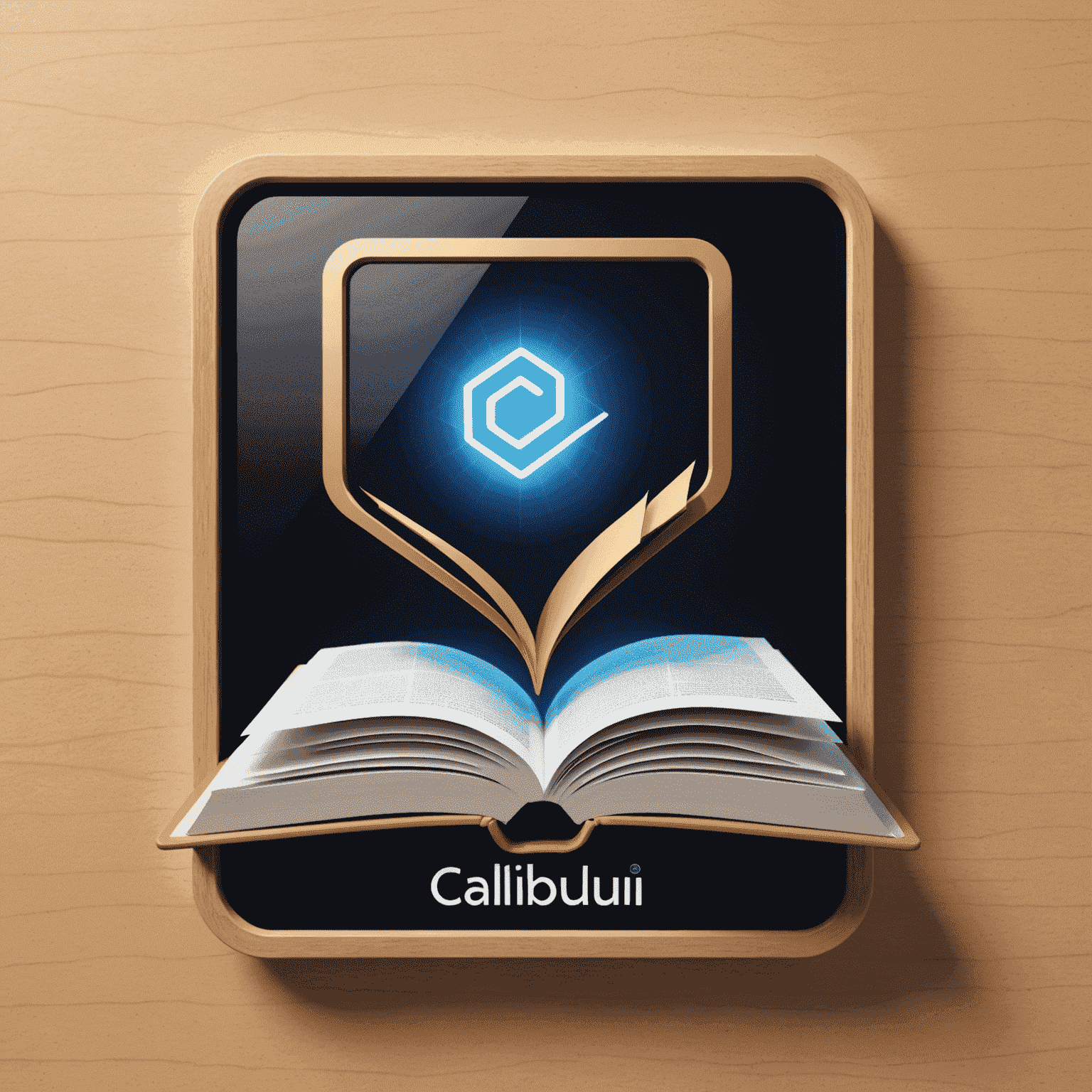 Calibluu logo featuring an electronic book icon
