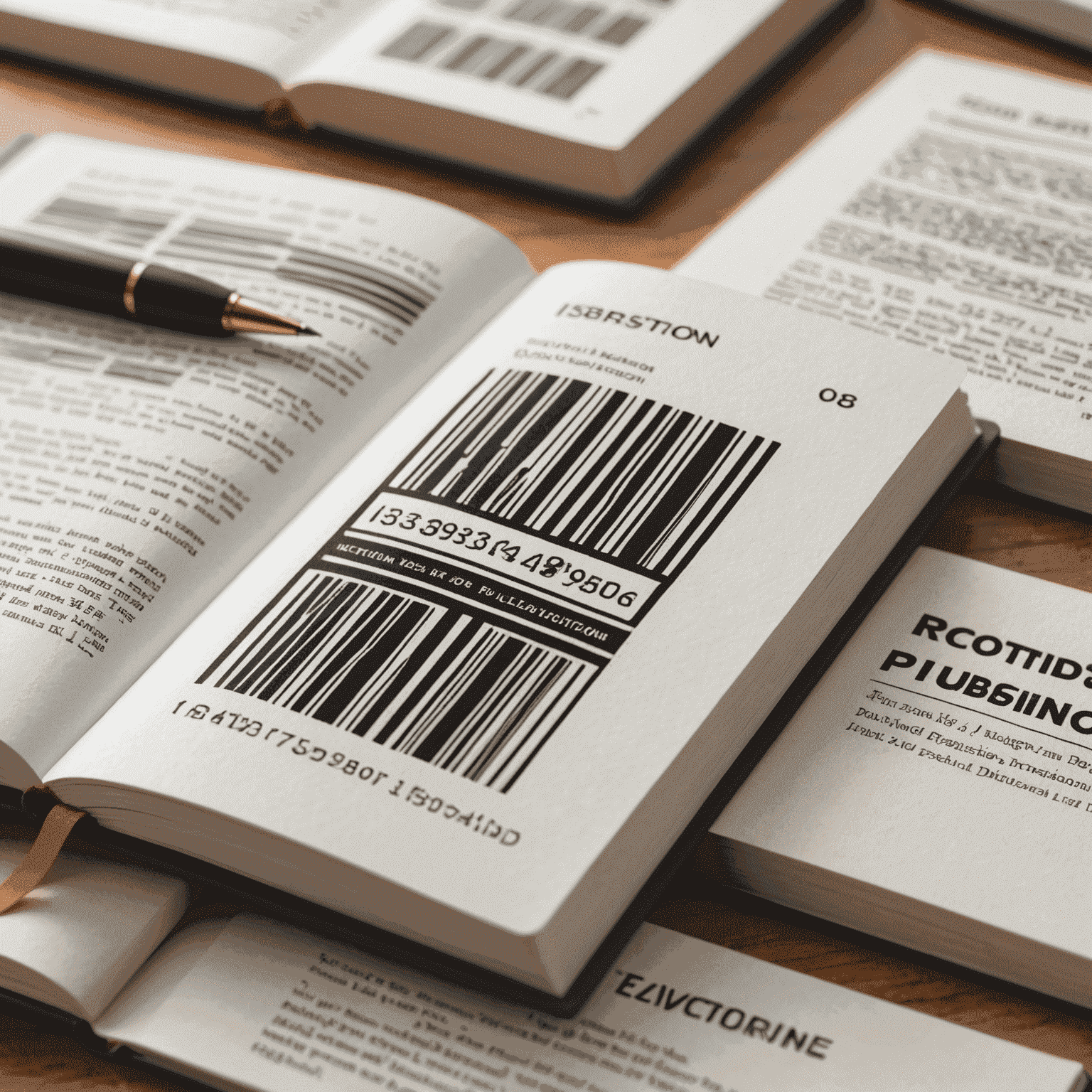 A detailed illustration of an ISBN barcode next to an open electron book, symbolizing the process of registering digital publications